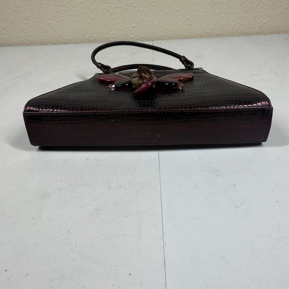Vintage Badgley Mischka Clutch Red Leather Croc - Picture 3 of 10